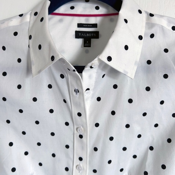 Talbot's Polka Dot long sleeve No Iron blouse, size 4 - Picture 6 of 10
